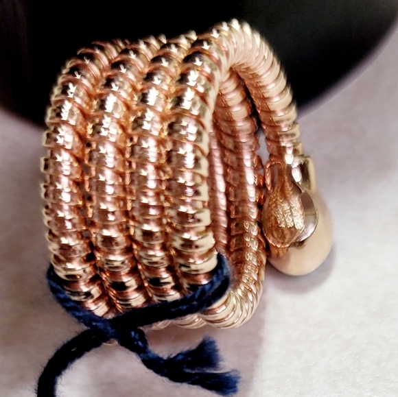 NWT MILOR ITALY 18KT BRONZE PLATED COIL RING WITH FAUX TURQUOISE ACCENTS - Picture 3 of 4